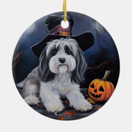 Havanese pompoenen Halloween eng Keramisch Ornament (Achterkant)