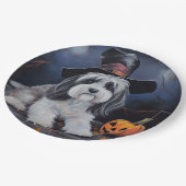 Havanese pompoenen Halloween eng Papieren Bordje (Gekanteld)
