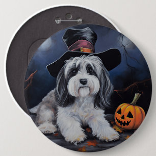 Havanese pompoenen Halloween eng Ronde Button 6,0 Cm