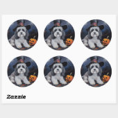 Havanese pompoenen Halloween eng Ronde Sticker (Vel)