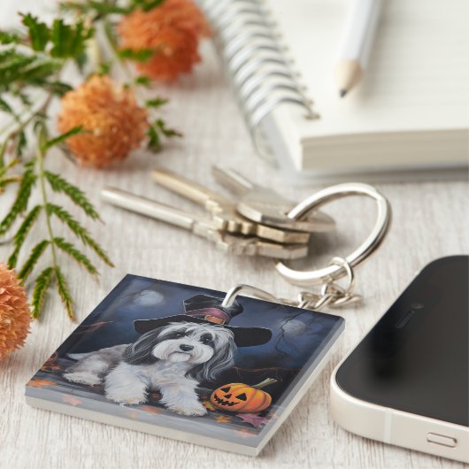 Havanese pompoenen Halloween eng Sleutelhanger (Voorkant Rechts)
