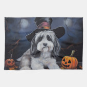 Havanese pompoenen Halloween eng Theedoek (Horizontaal)