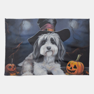 Havanese pompoenen Halloween eng Theedoek