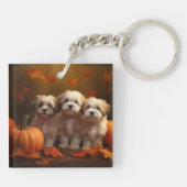 Havanese Puppy Herfst Delight Pompoen Sleutelhanger (Achterkant)