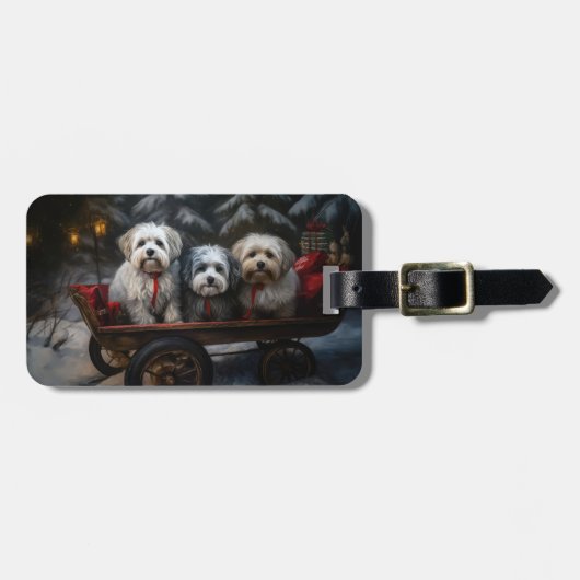 Havanese Sneeuwslee Kerst Decor Bagagelabel (Voorkant horizontaal)
