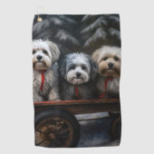Havanese Sneeuwslee Kerst Decor Golfhanddoek (Voorkant)