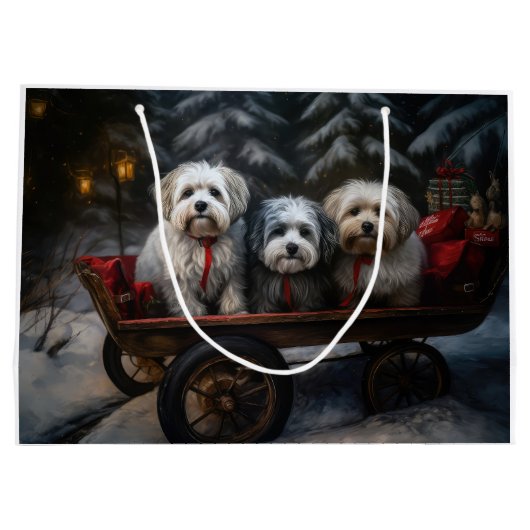 Havanese Sneeuwslee Kerst Decor Groot Cadeauzakje (Achterkant)