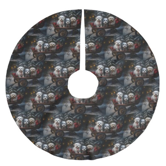 Havanese Sneeuwslee Kerst Decor Kerstboom Rok (Voorkant)