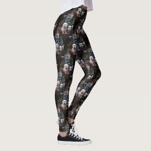 Havanese Sneeuwslee Kerst Decor Leggings (Rechts)