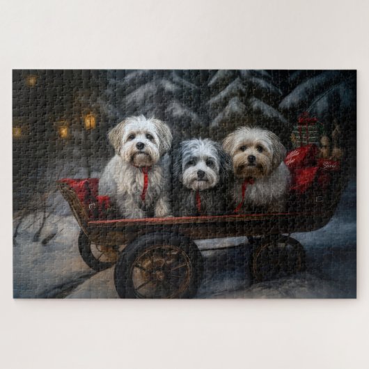 Havanese Sneeuwslee Kerst Decor Legpuzzel (Horizontaal)
