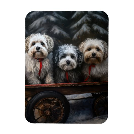 Havanese Sneeuwslee Kerst Decor Magneet (Verticaal)