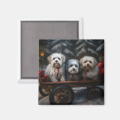 Havanese Sneeuwslee Kerst Decor Magneet (Voorkant / Achterkant)