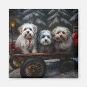 Havanese Sneeuwslee Kerst Decor Magneet (Voorkant)