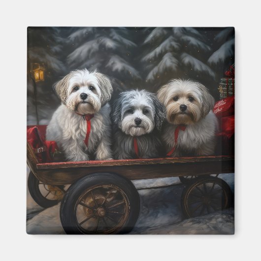 Havanese Sneeuwslee Kerst Decor Magneet (Voorkant)