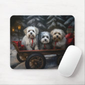 Havanese Sneeuwslee Kerst Decor Muismat (Met muis)