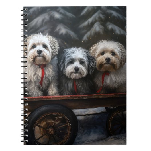 Havanese Sneeuwslee Kerst Decor Notitieboek (Voorkant)