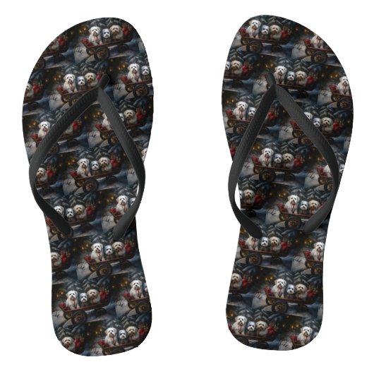 Havanese Sneeuwslee Kerst Decor Teenslippers (Voetbed)