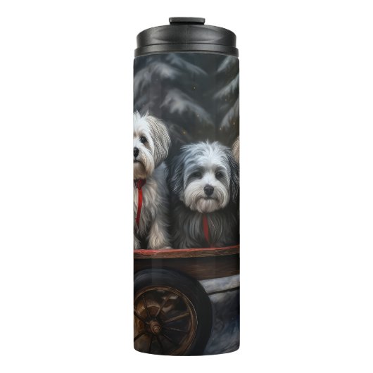 Havanese Sneeuwslee Kerst Decor Thermosbeker (Voorkant)