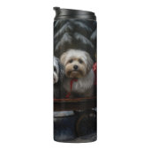 Havanese Sneeuwslee Kerst Decor Thermosbeker (Geroteerd rechts)