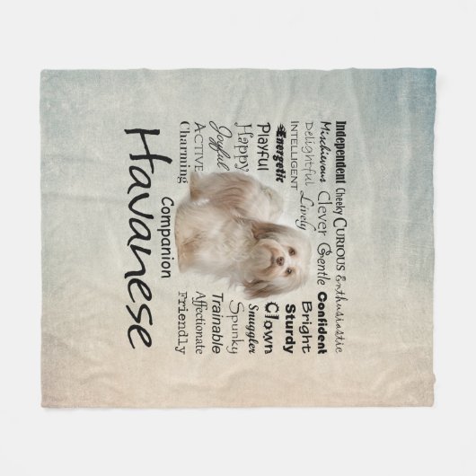 Havanese Traits Fleece Blanket (Voorkant (Horizontaal))