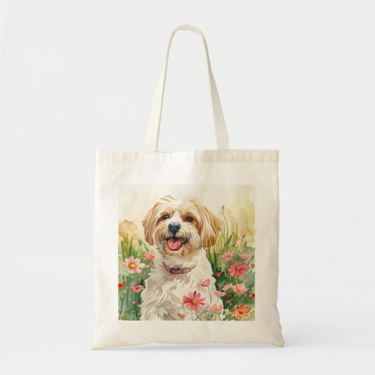 Havanezer Canvas tas – Waterverf hondendoek (Voorkant)
