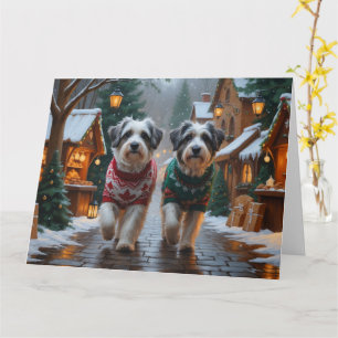 Havanezer Honden Kerst Sneeuw Vakantie Kaart