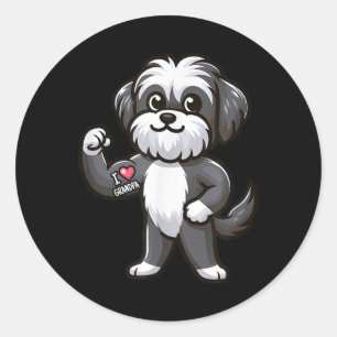 Havanezer Ik hou van opa Funny Dog Tattoo Ronde Sticker