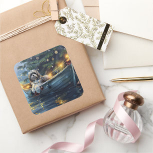 Havanezer Kerst Feestelijke Reis Vierkante Sticker