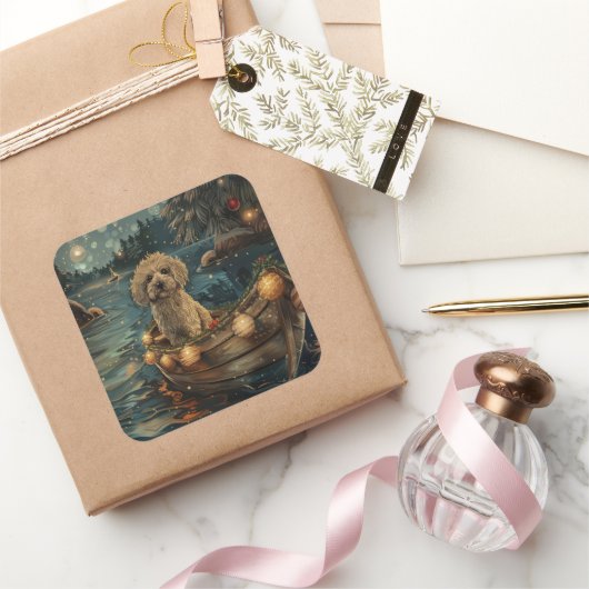 Havanezer Kerstfeest reis Vierkante Sticker (Geschenken)