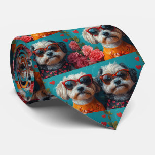 Havanezer met hart Rozen Valentijnsdag Stropdas