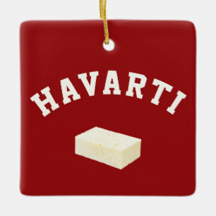 Havarti funny college team cheese block logo keramisch ornament