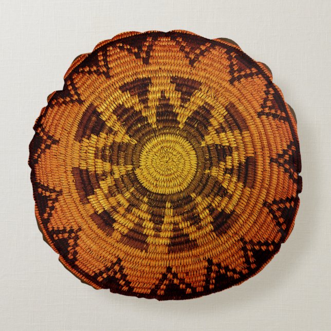 Havasupai Indian Basket Rond Kussen (Voorkant)