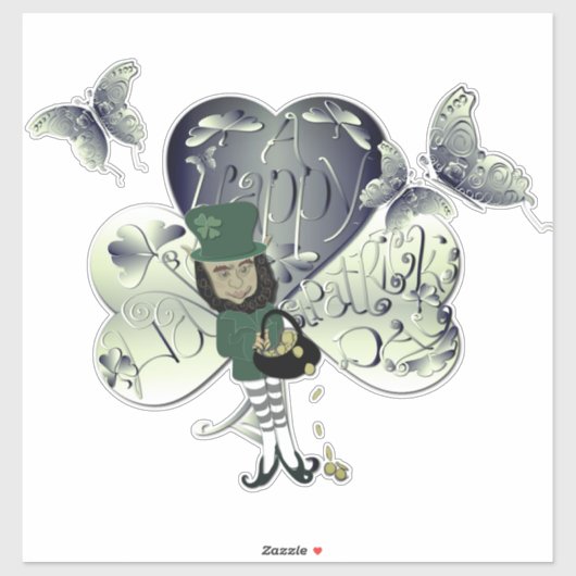 "Have a Happy St. Patrick's Day" Leprechaun  Sticker (Vel)
