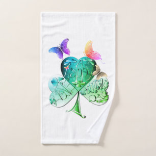 "Have a Happy St. Patrick's Day" Shamrock theedoek Handdoek