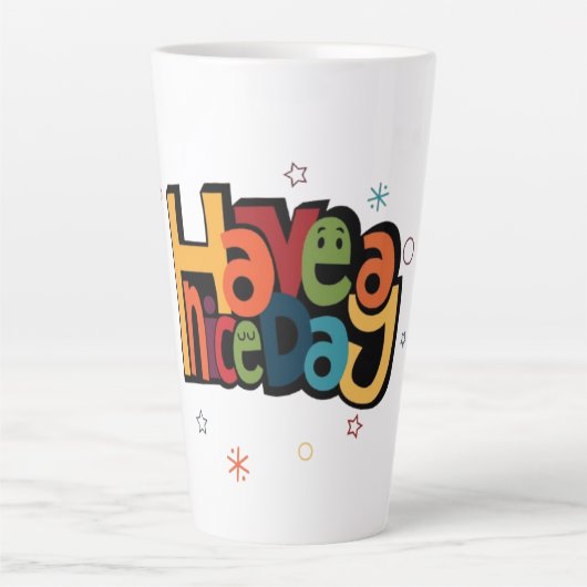 "Have a Nice Day" Retro Tall Latte Mug with Stars (Devant)