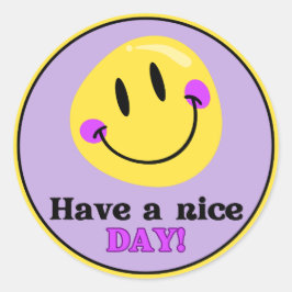 Have a Nice Day Smiley Face Cute Round Sticker