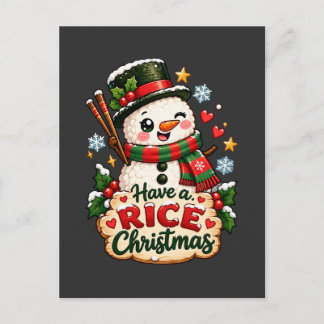 Have a Rice Christmas Kawaii Sushi Snowman Briefkaart