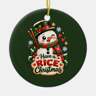 Have a Rice Christmas Kawaii Sushi Snowman Keramisch Ornament