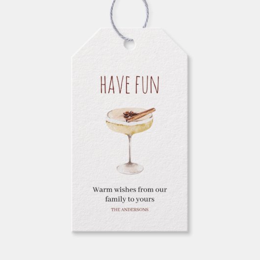 have Fun | Labels voor kerstcadeautjes met Drink Cadeaulabel (Voorkant)