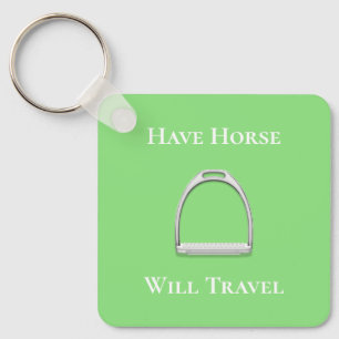 "have Horse Will Travel" Stirrup Iron Lime Green Sleutelhanger