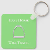 "have Horse Will Travel" Stirrup Iron Lime Green Sleutelhanger (Achterkant)