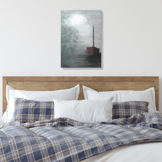 "Haven", acrylic, impressionism, seascapes, boats Canvas Afdruk (Insitu (Slaapkamer))