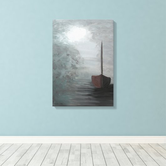 "Haven", acrylic, impressionism, seascapes, boats Canvas Afdruk (Insitu (Houten vloer))