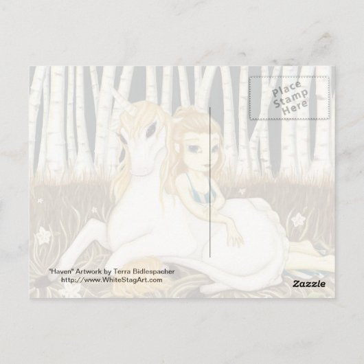 Haven - Fairy Unicorne carte postale (Dos)