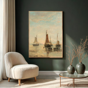 haven nautische muurkunst schepen aan de wal canvas afdruk
