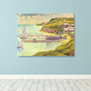 Haven Port-en-Bessin hoog tij door Georges Seurat Canvas Afdruk