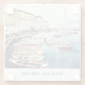 Haven Santa Lucia Naples Italië Waterverf Reizen Glazen Onderzetter (Achterkant)