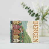 haven van Bergen Bryggen Briefkaart (Staand voorkant)