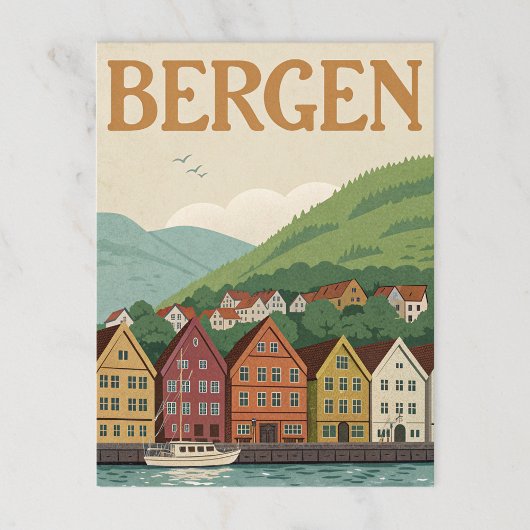 haven van Bergen Bryggen Briefkaart