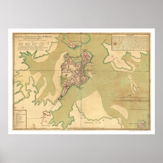Haven van Boston Massachusetts Map 1764 Poster (Voorkant)